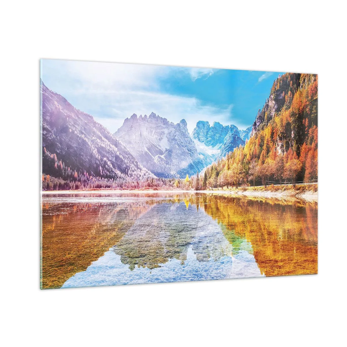 Tablou pe sticlă - Iar în munți începe toamna - 100x70 cm