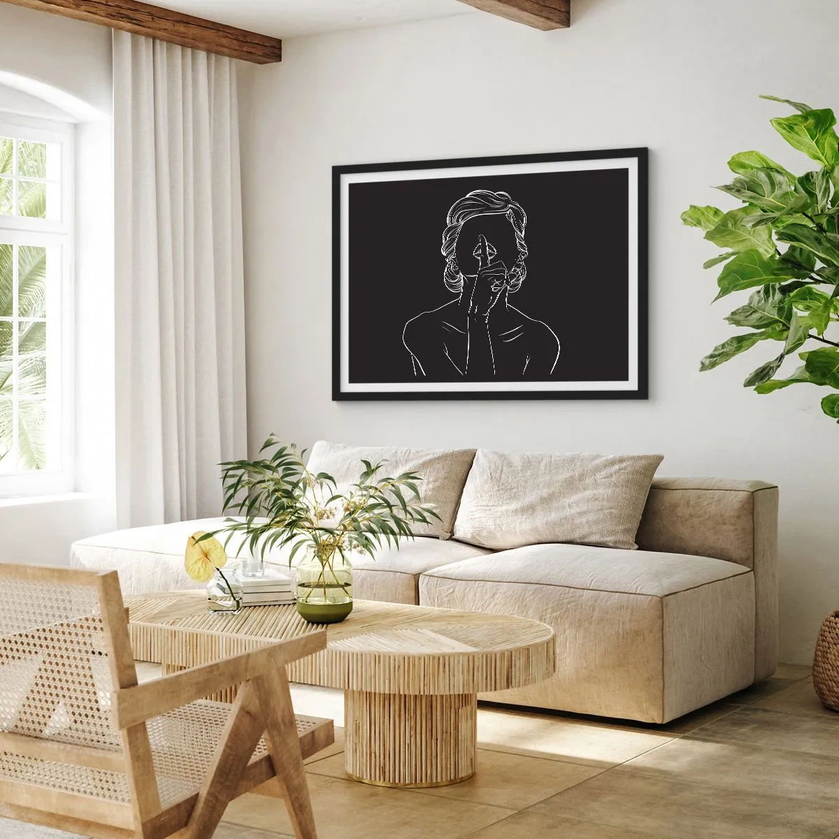 Poster în ramă neagră - Frumusețea înflorește în tăcere - 70x50 cm