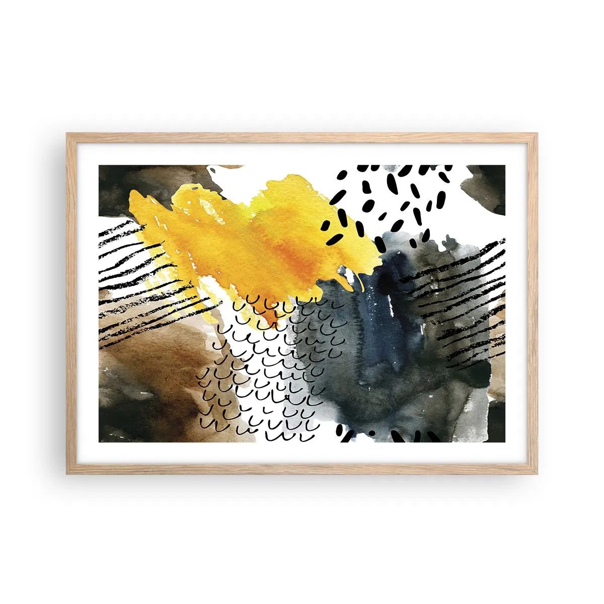 Poster în ramă de stejar deschis - O întâlnire a elementelor - 70x50 cm