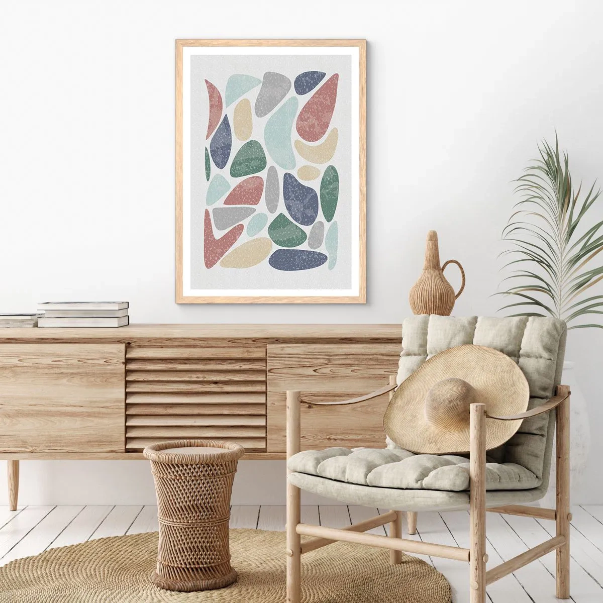 Poster în ramă de stejar deschis - Un mozaic de culori pudrate - 61x91 cm