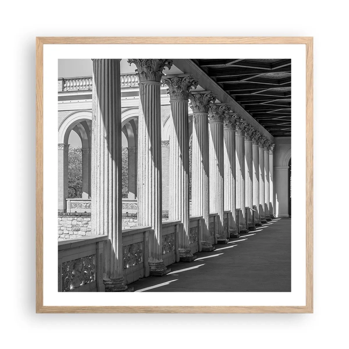 Poster în ramă de stejar deschis - Arcadă însorită - 60x60 cm