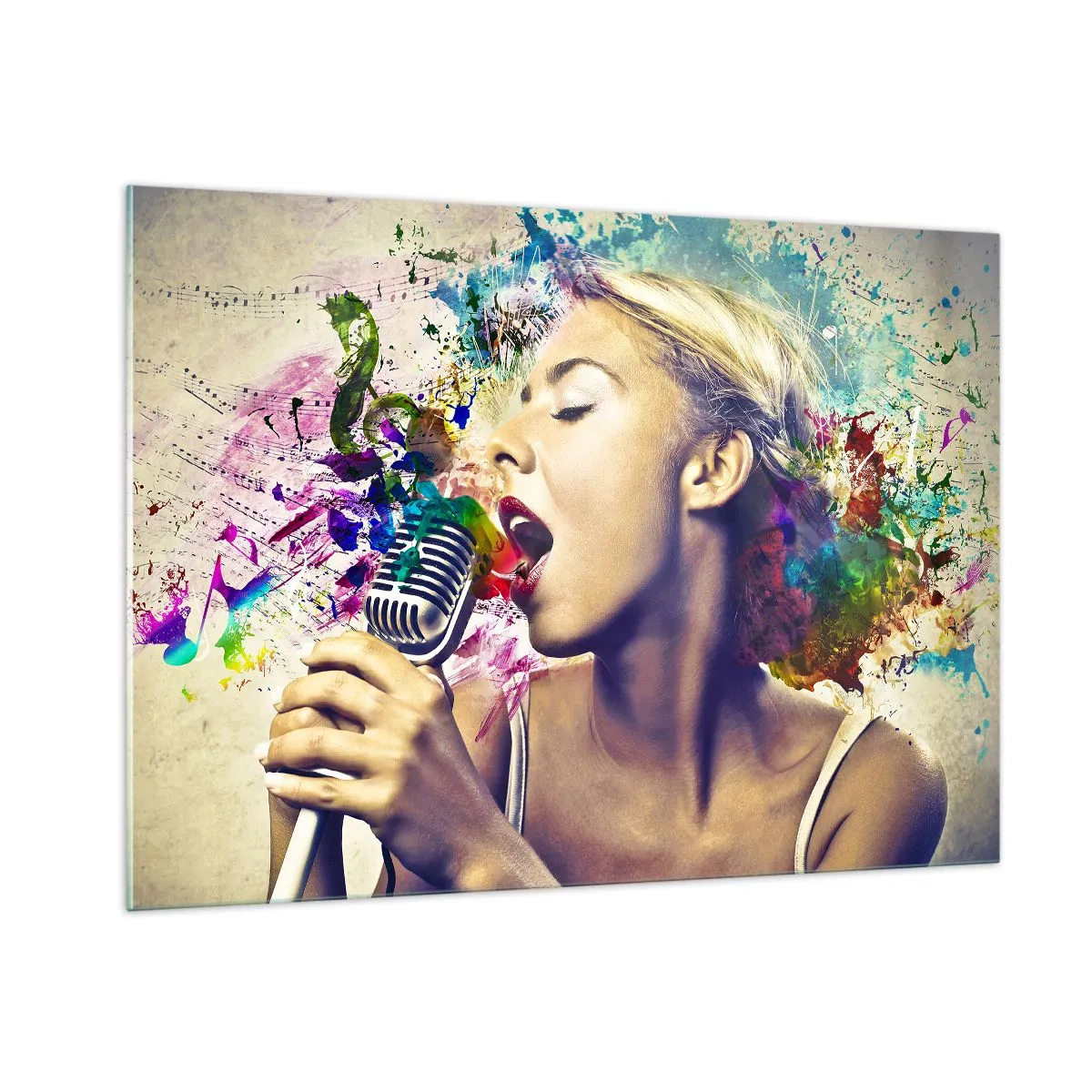 Tablou pe sticlă - Pictează lumea cu vocea ta - 100x70 cm