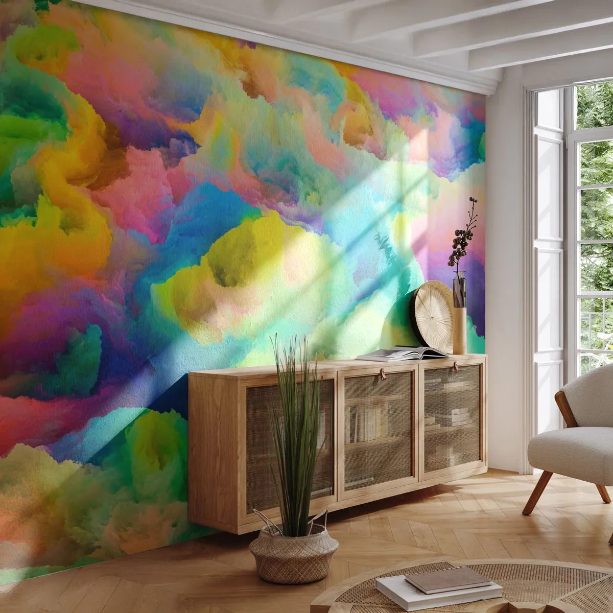 Tapet Standard Eco - Puf multicolor - Abstracția, Bucată, Culori pastel - 400x280 cm