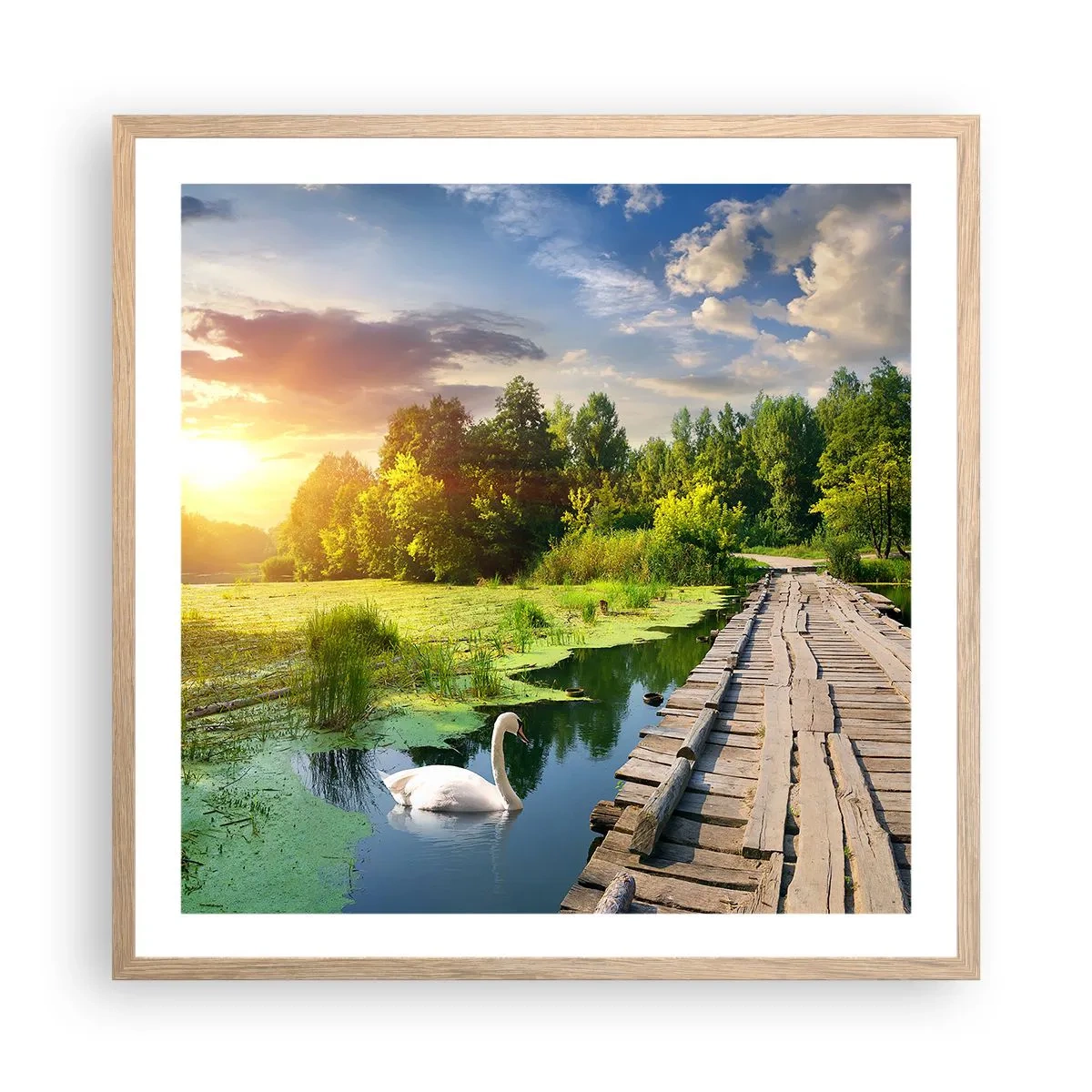 Poster în ramă de stejar deschis - Vară, vară peste tot - 60x60 cm