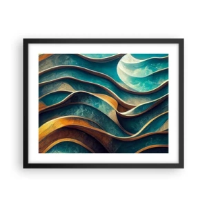 Poster în ramă neagră - Meandre de albastru - 50x40 cm