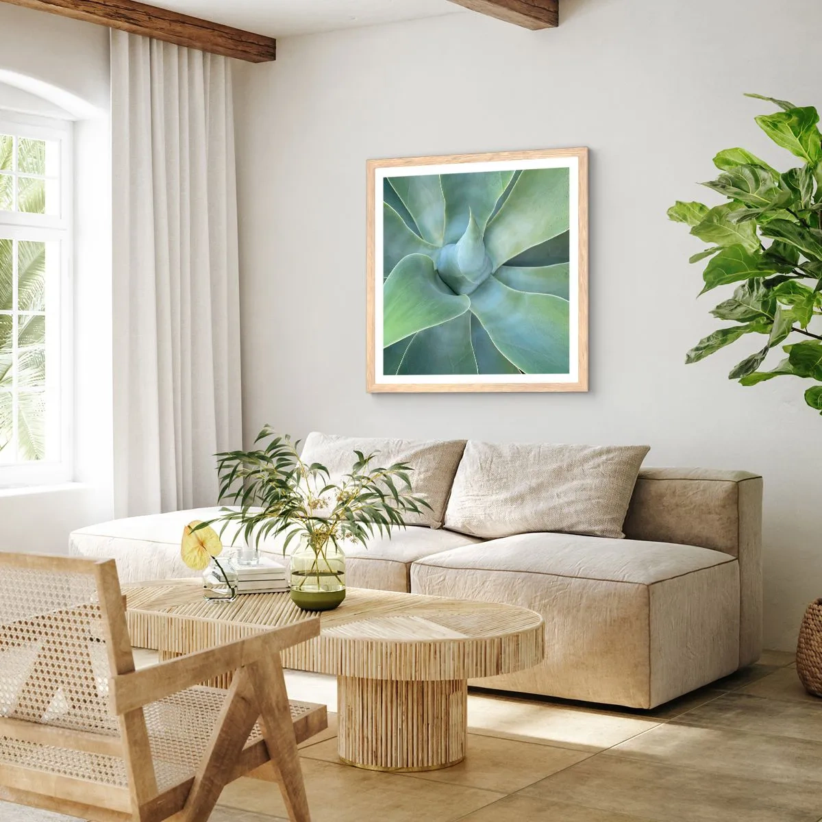 Poster în ramă de stejar deschis - Nașterea verdeții - 50x50 cm