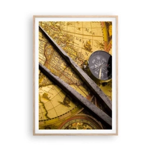 Poster în ramă de stejar deschis - Unde sunt aceste comori? - 70x100 cm