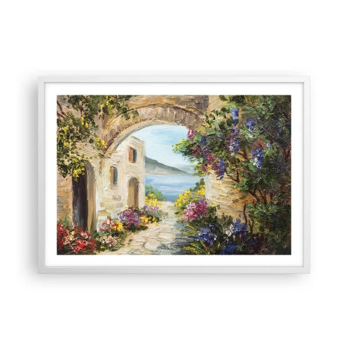 Poster în ramă albă - Farmecul peisajului de coastă - 70x50 cm