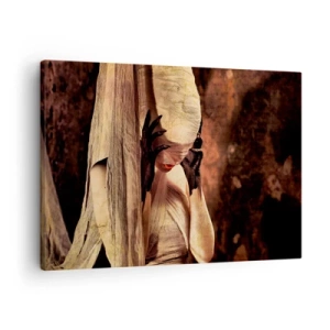 Tablou pe pânză Canvas - O femeie într-un voal cu un stil misterios pe un fundal întunecat - 70x50cm - Între bine și rău - Decorațiune modernă pentru perete pentru living și dormitor ARTTOR