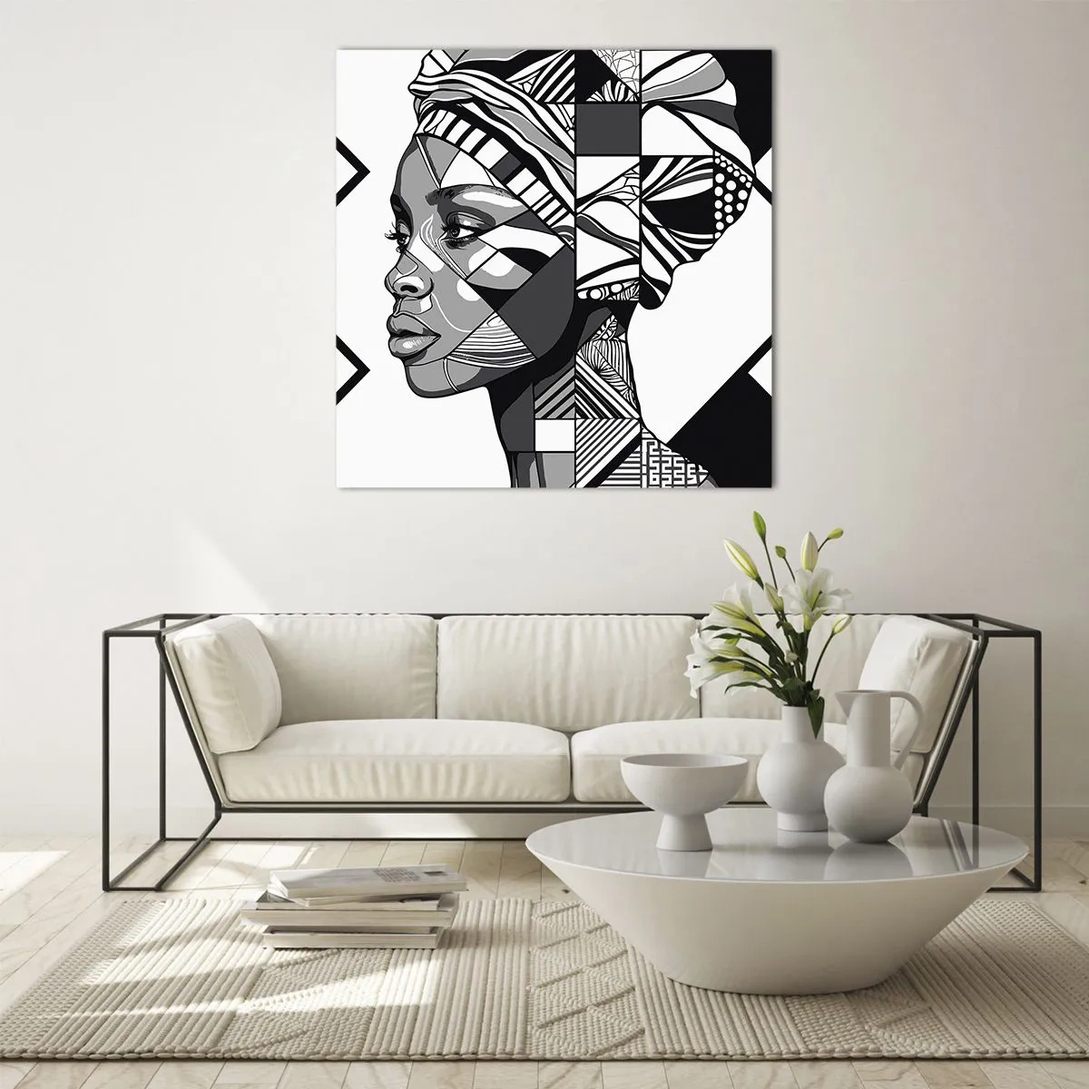Tablou pe sticlă - Portret etnic - 30x30 cm