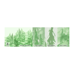 Mostră tapet Premium Canvas - Neclar prin ceața verde - pădure, Grafică, Peisaj - 100x30 cm