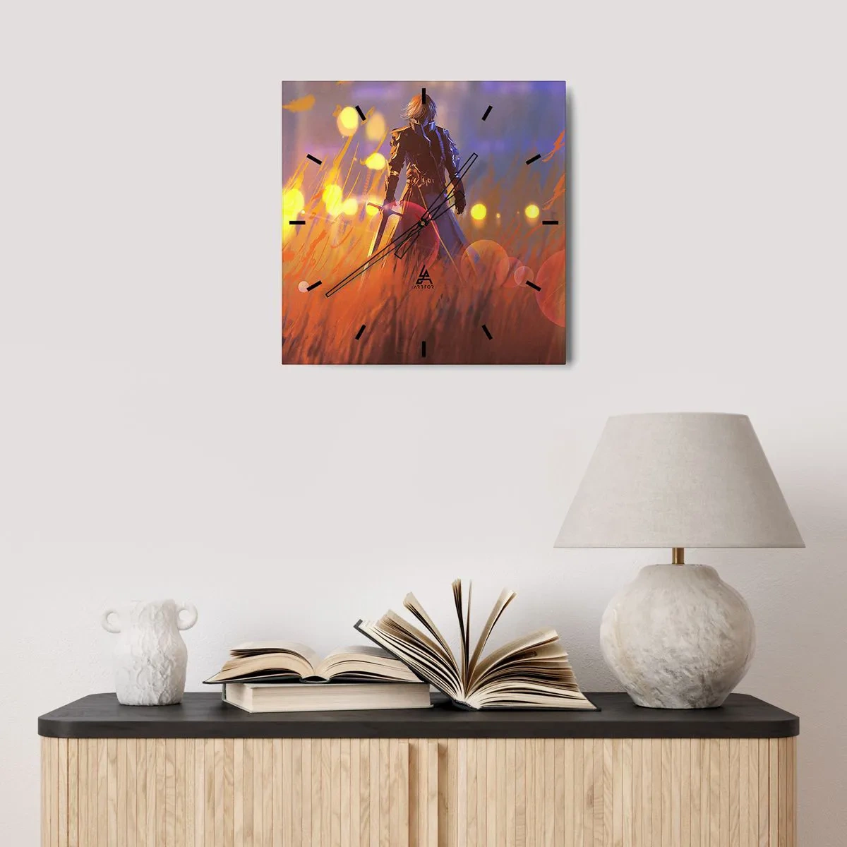 Ceas de perete - Ceas pe sticlă - Cavalerul greșit - 30x30 cm