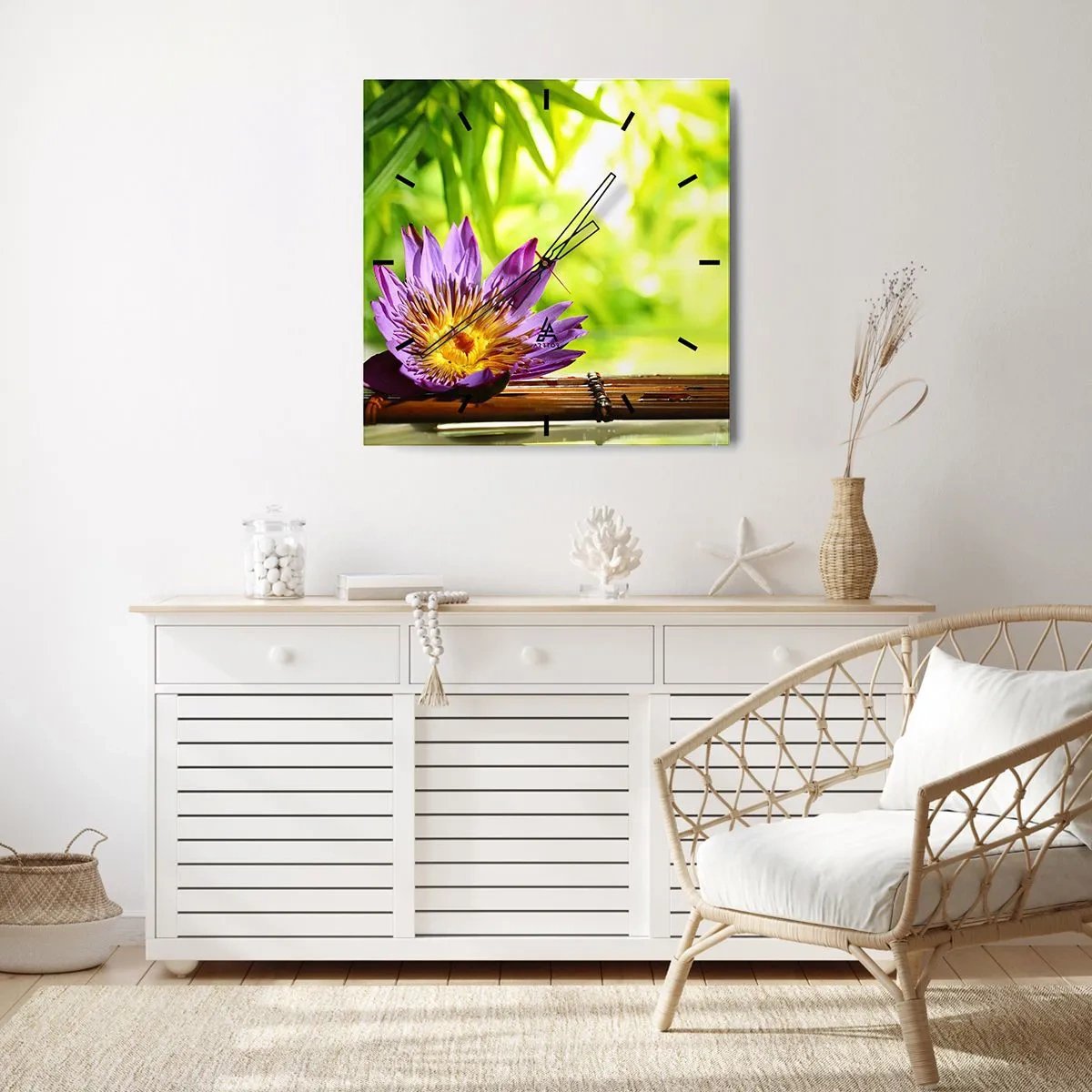 Ceas de perete - Ceas pe sticlă - În soarele asiatic - 40x40 cm