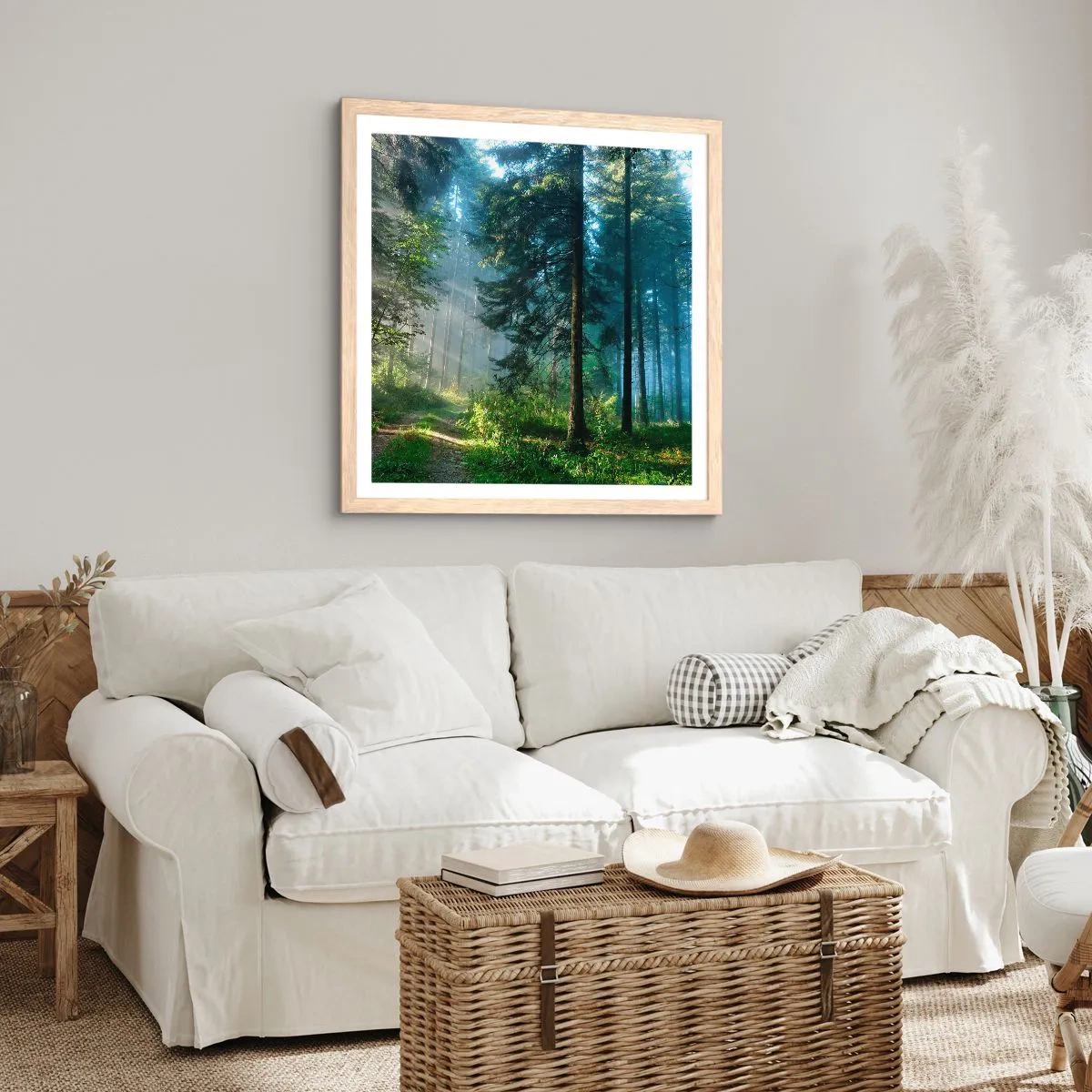 Poster în ramă de stejar deschis - Strălucirea de dimineață - 50x50 cm