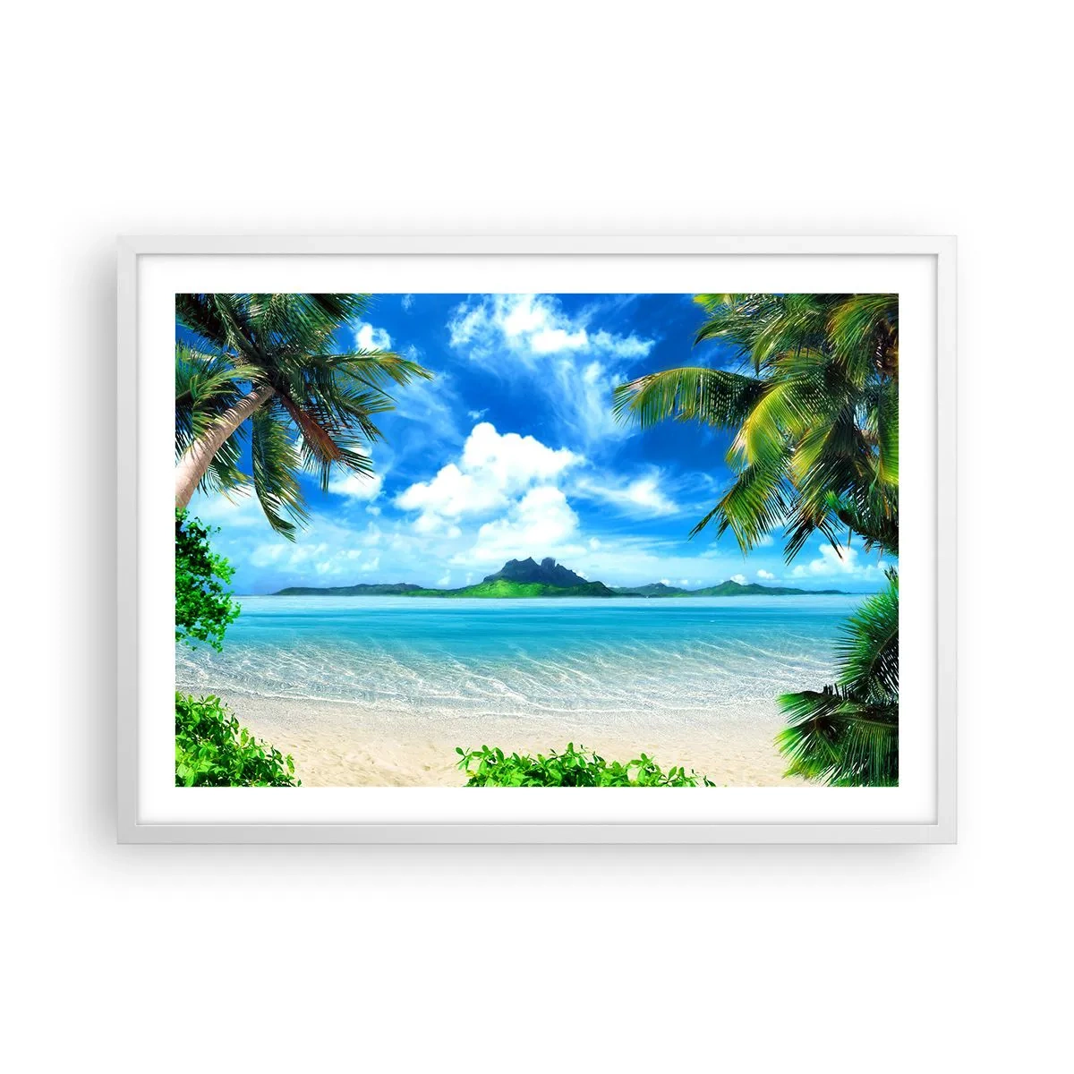 Poster în ramă albă - Azur de la tropice - 70x50 cm