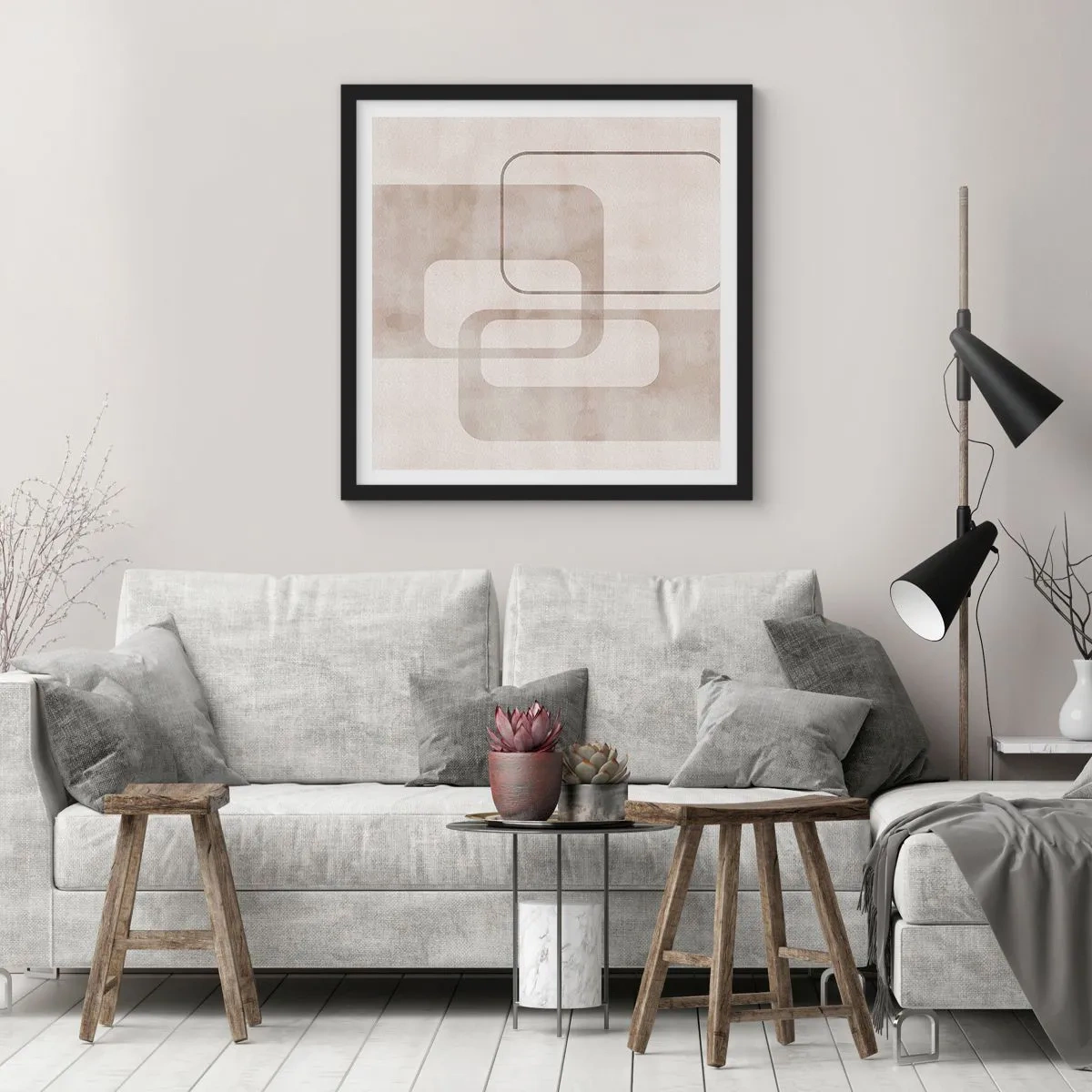 Poster în ramă neagră - Fuga geometrică - 30x30 cm