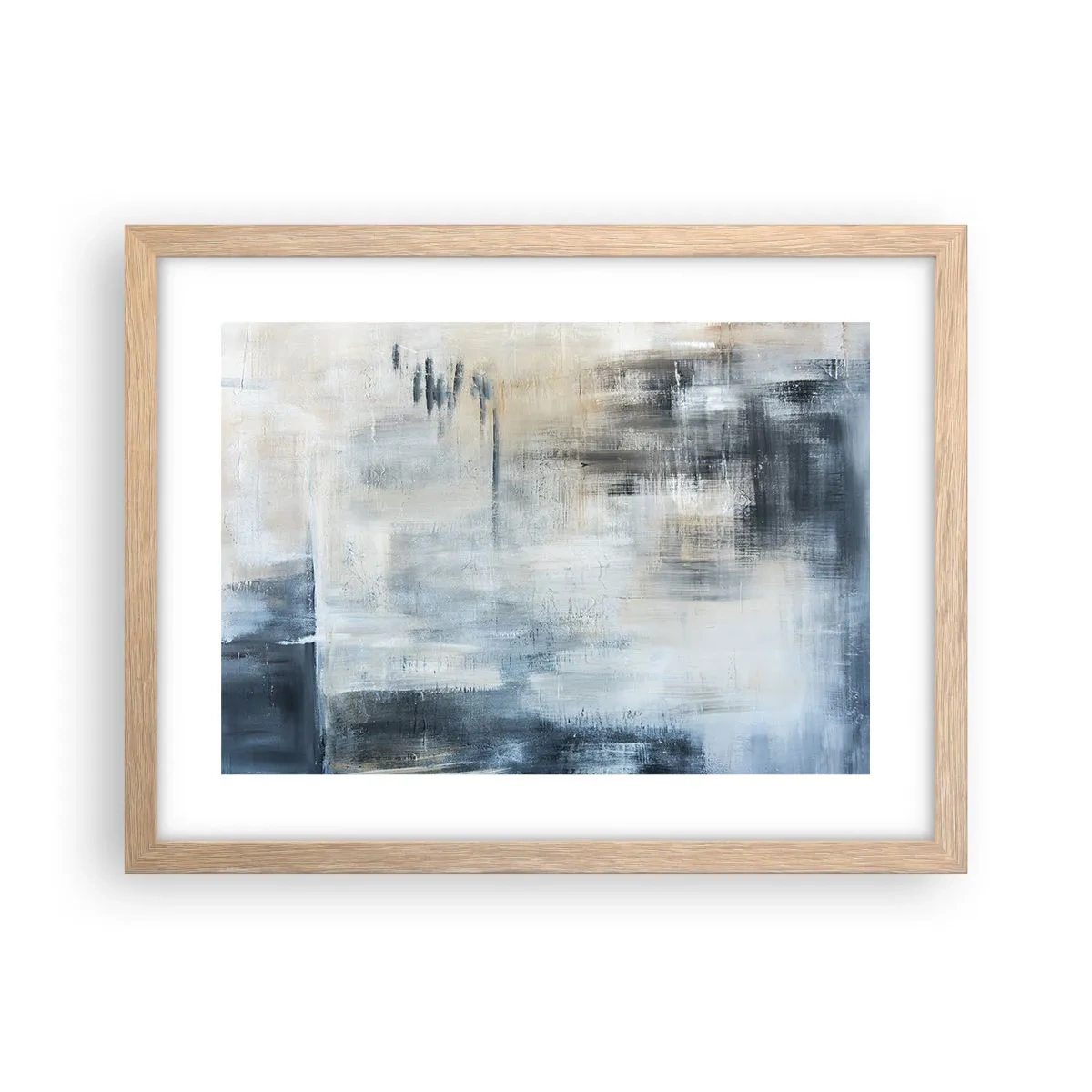 Poster în ramă de stejar deschis - În spatele unui voal albastru - 40x30 cm