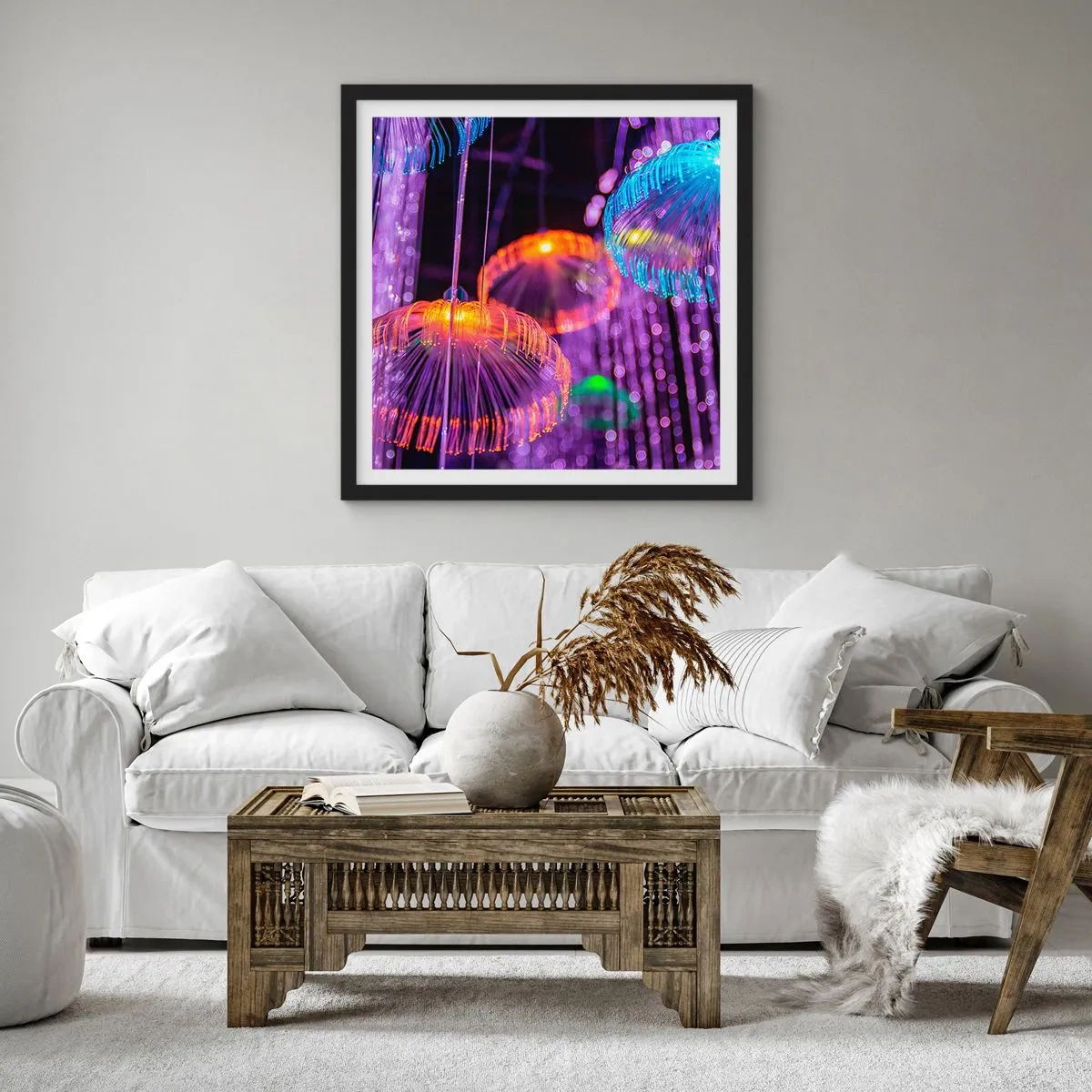 Poster în ramă neagră - Fântână de lumină - 30x30 cm