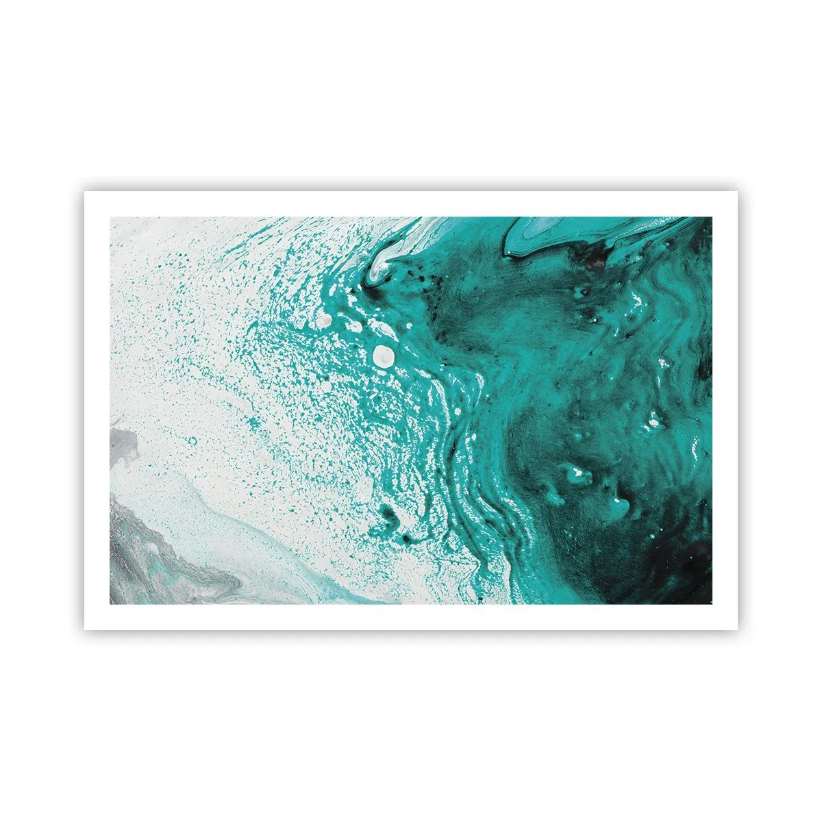 Poster - Dizolvându-se în alb și turcoaz - 91x61 cm