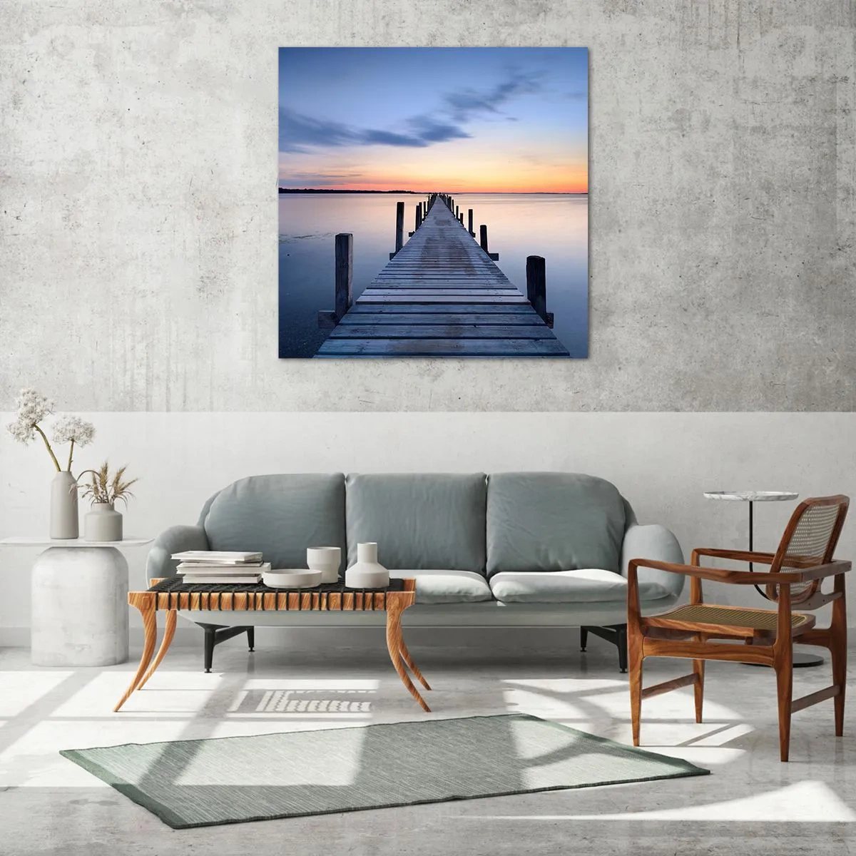 Tablou pe sticlă - Calmul unui amurg senin - 60x60 cm