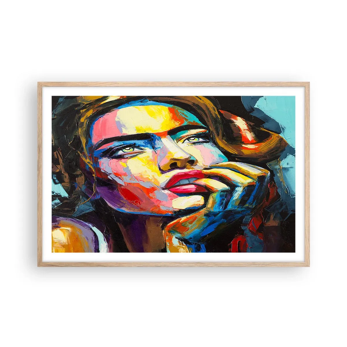 Poster în ramă de stejar deschis - Visele ca niște păsări se înalță pe cer - 91x61 cm