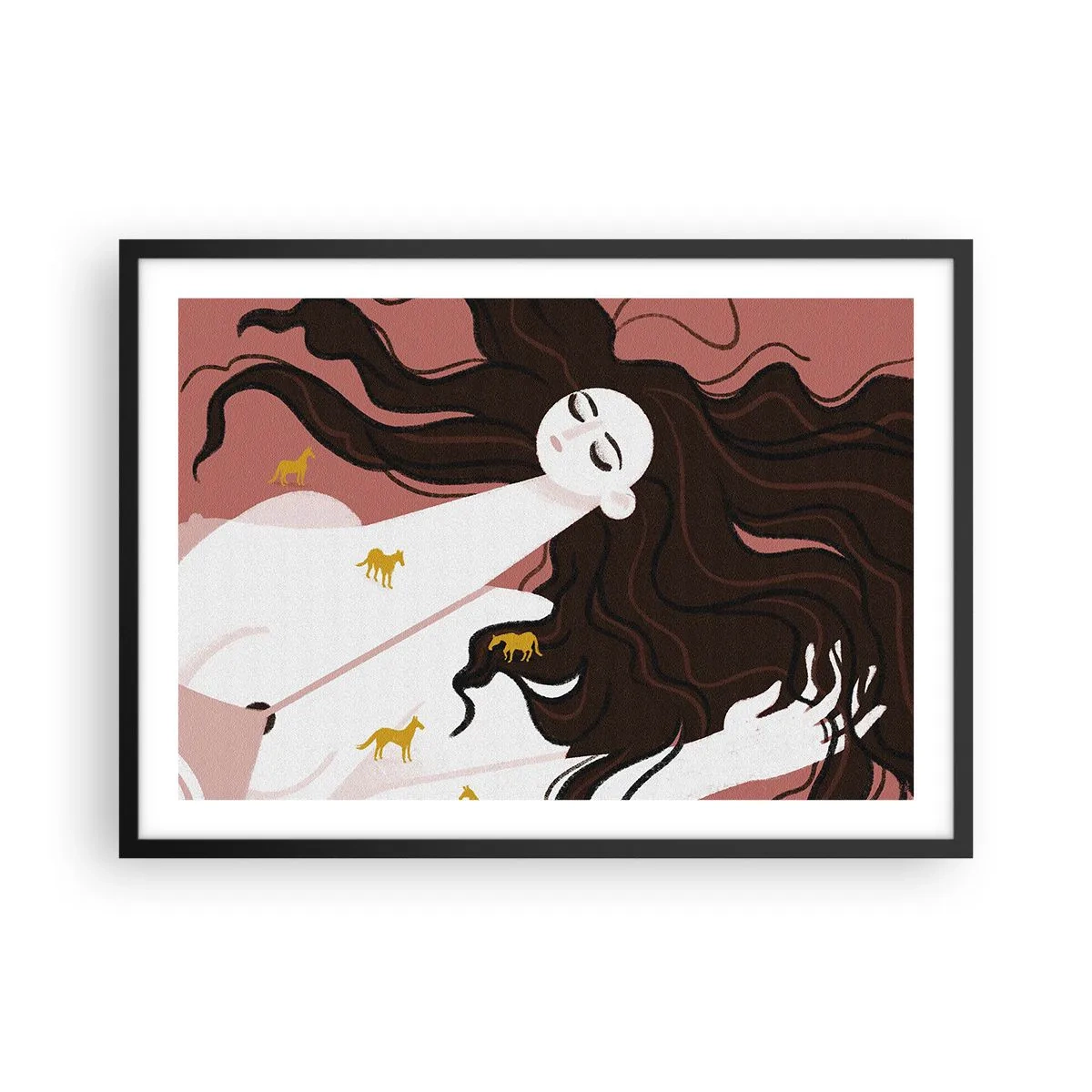 Poster în ramă neagră - Visul despre calul de aur - 70x50 cm