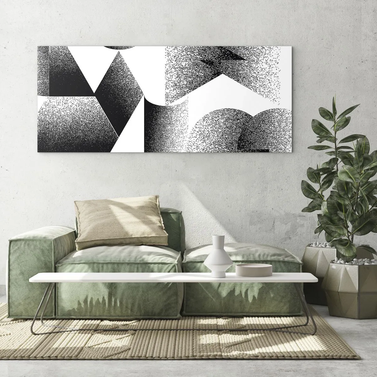 Tablou pe sticlă - Unghiuri și ovale - 100x40 cm