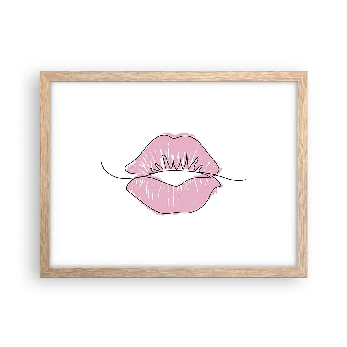 Poster în ramă de stejar deschis - Vrei un sărut? - 40x30 cm