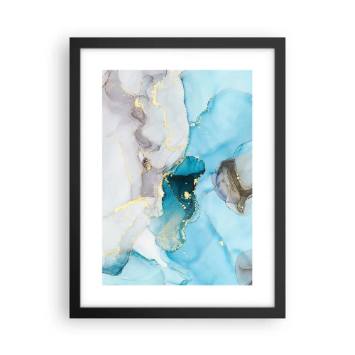 Poster în ramă neagră - Un studiu al întâlnirii dintre gri și turcoaz - 30x40 cm