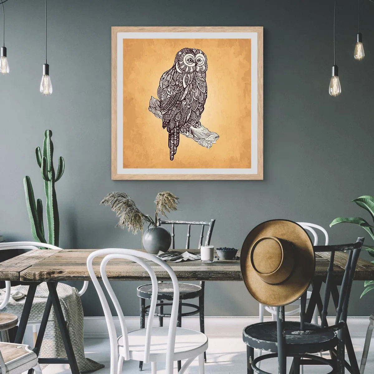 Poster în ramă de stejar deschis - Ornamente complicate de înțelepciune - 30x30 cm