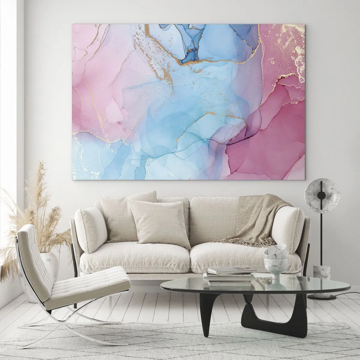 Tablou pe sticlă - Întâlnire și Interpenetrare - 70x50cm - Întâlnire și întrepătrundere - Decorațiune modernă pentru perete pentru living și dormitor ARTTOR