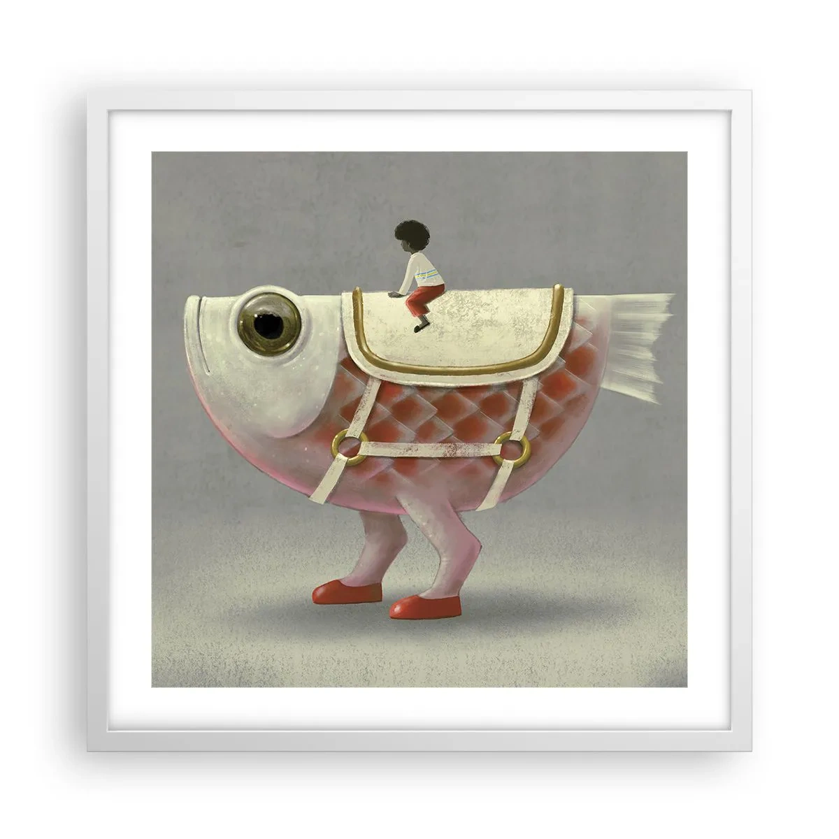 Poster în ramă albă - Călărețul Pescărel - 50x50 cm