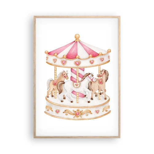 Poster în ramă de stejar deschis - Lumea dulce a copilăriei - 70x100 cm