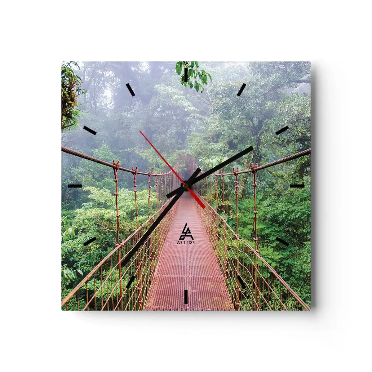Ceas de perete - Ceas pe sticlă - Suspendat deasupra coroanelor arborilor - 30x30 cm