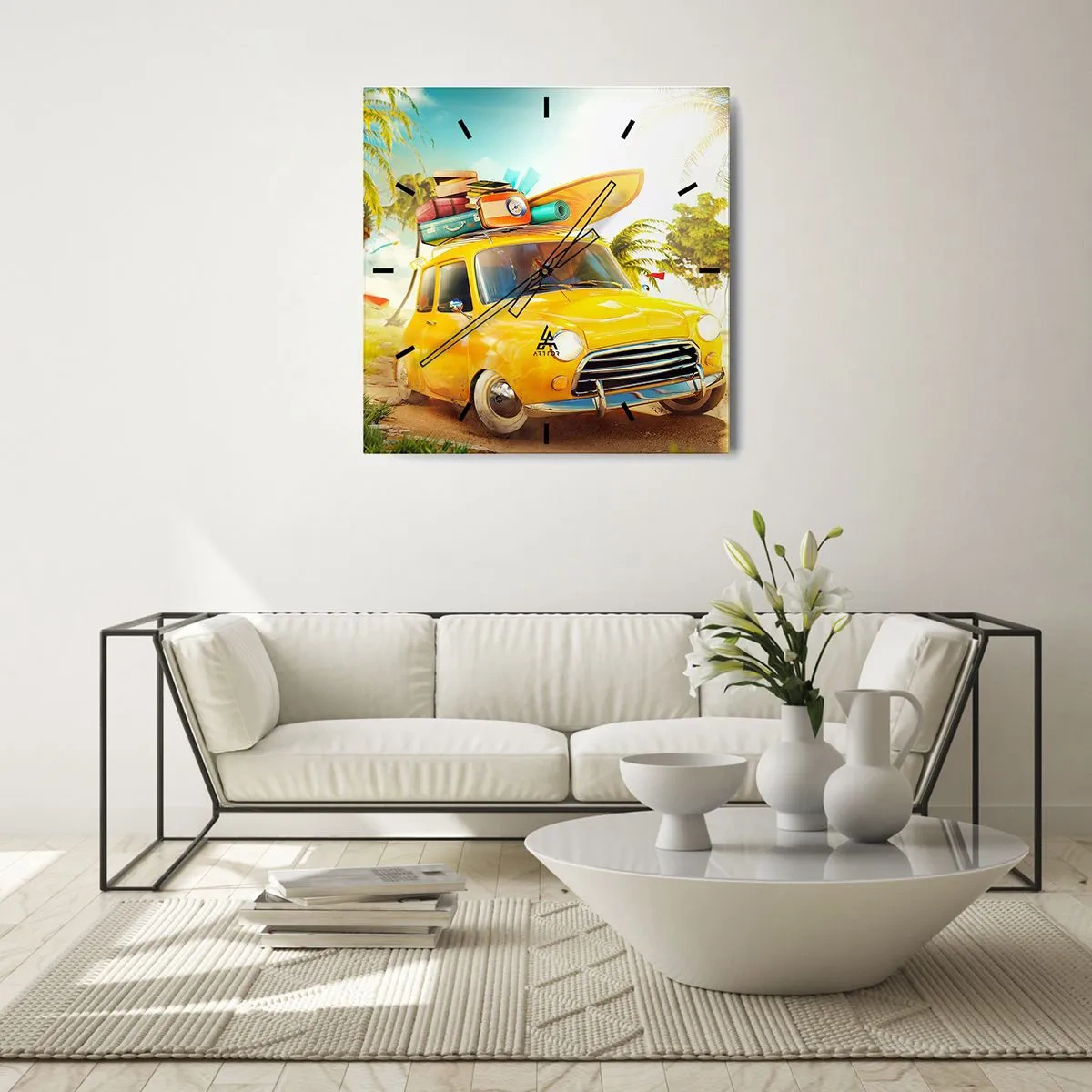 Ceas de perete - Ceas pe sticlă - O călătorie pentru mai mult decât un zâmbet - 30x30 cm