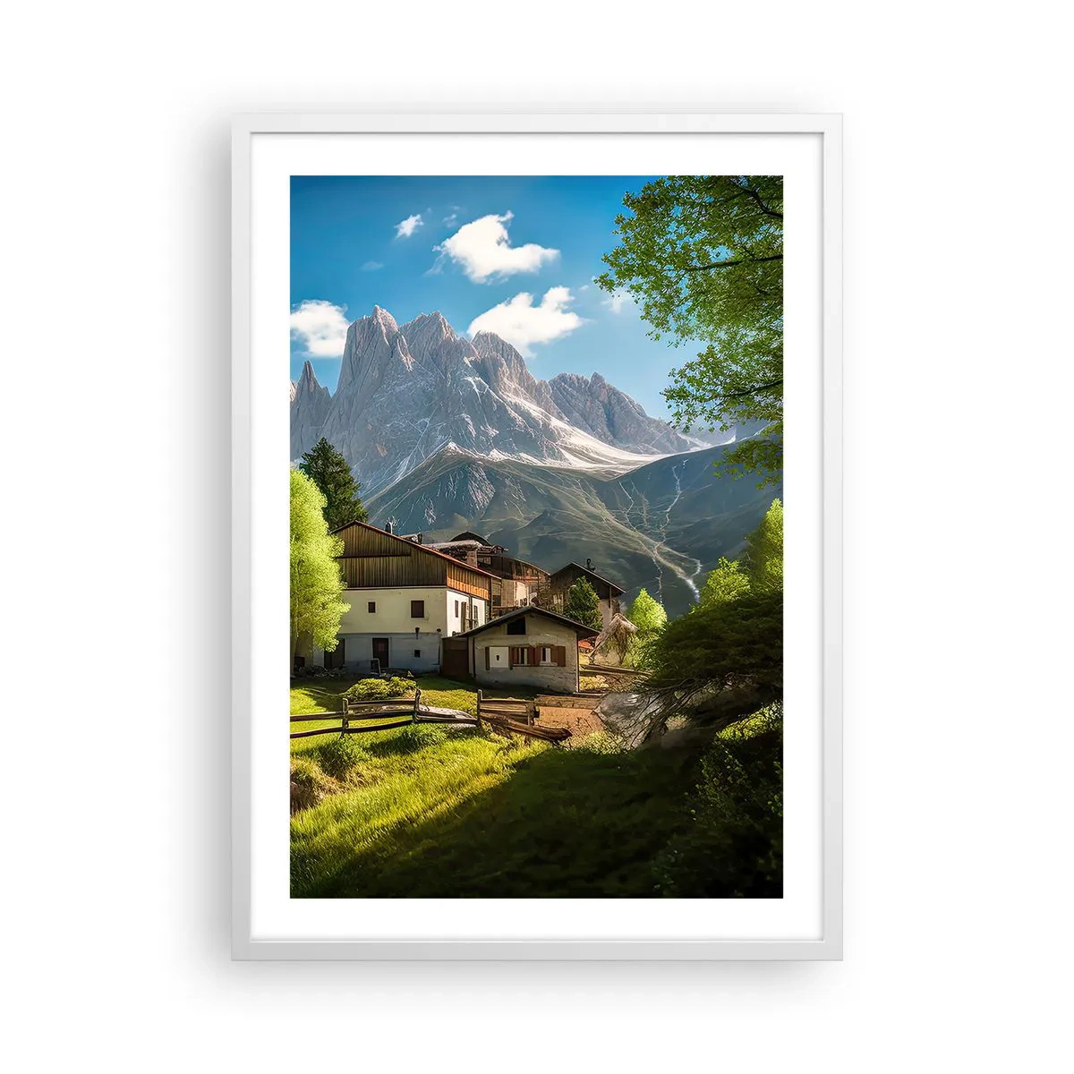 Poster în ramă albă - Idilă alpină - 50x70 cm