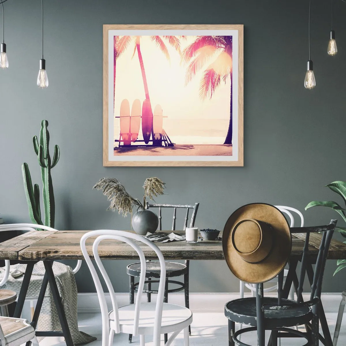 Poster în ramă de stejar deschis - Va fi o zi minunată - 40x40 cm