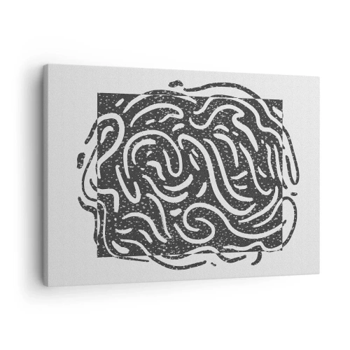 Tablou pe pânză Canvas - Abstracție alb-negru în stil geometric - 70x50cm - Abstracție: dansul bucuriei - Decorațiune modernă pentru perete pentru living și dormitor ARTTOR