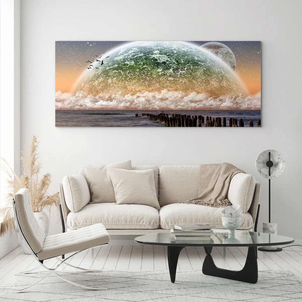 Tablou pe sticlă - Și lumea a ieșit din apă - 90x30 cm