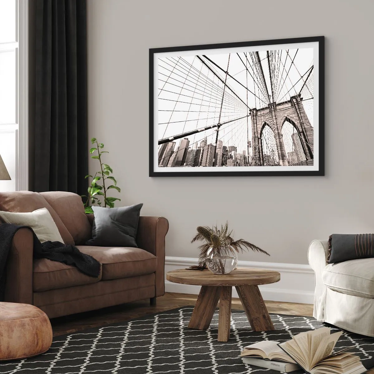 Poster în ramă neagră - Catedrala din New York - 70x50 cm