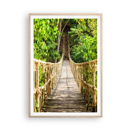 Poster în ramă de stejar deschis - Suspendat în verde - 70x100 cm