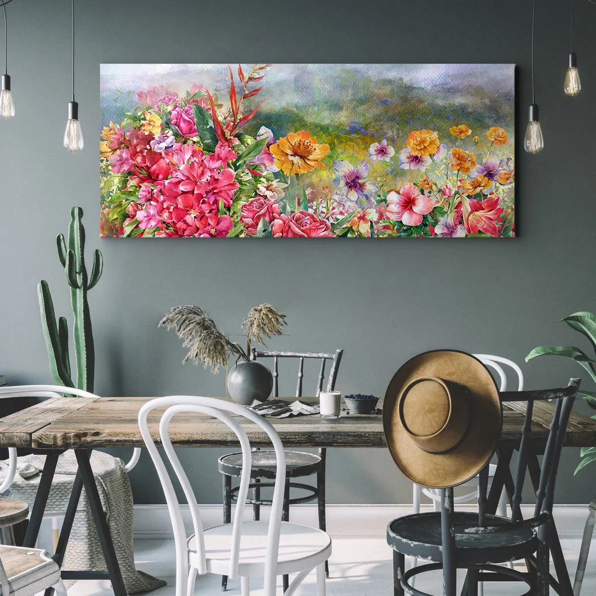 Tablou pe pânză - O grădină înnebunită - 100x40 cm