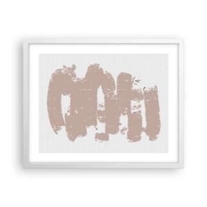 Poster în ramă albă - Abstracție în roz moale - 50x40 cm