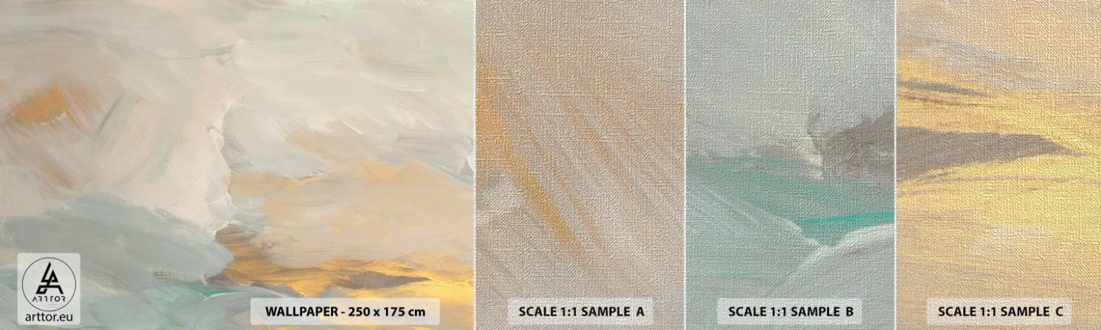 Mostră tapet Premium Canvas - Abstracție - lumea blândeții - Bucată, Luminos, Minimalist - 100x30 cm