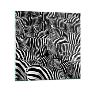 Tablou pe sticlă - Portret de grup cu dungi - 50x50 cm