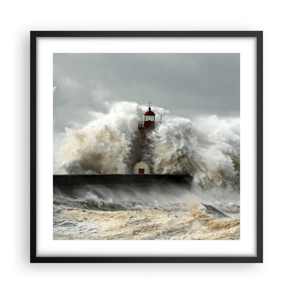 Poster în ramă neagră - Mânia oceanului - 50x50 cm
