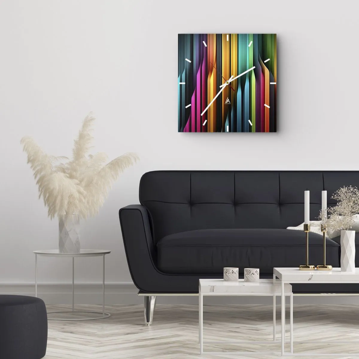 Ceas de perete - Ceas pe sticlă - Orgă de lumină - 40x40 cm