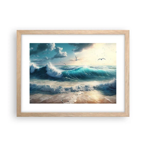 Poster în ramă de stejar deschis - Sunetul valurilor doar pentru tine - 40x30 cm