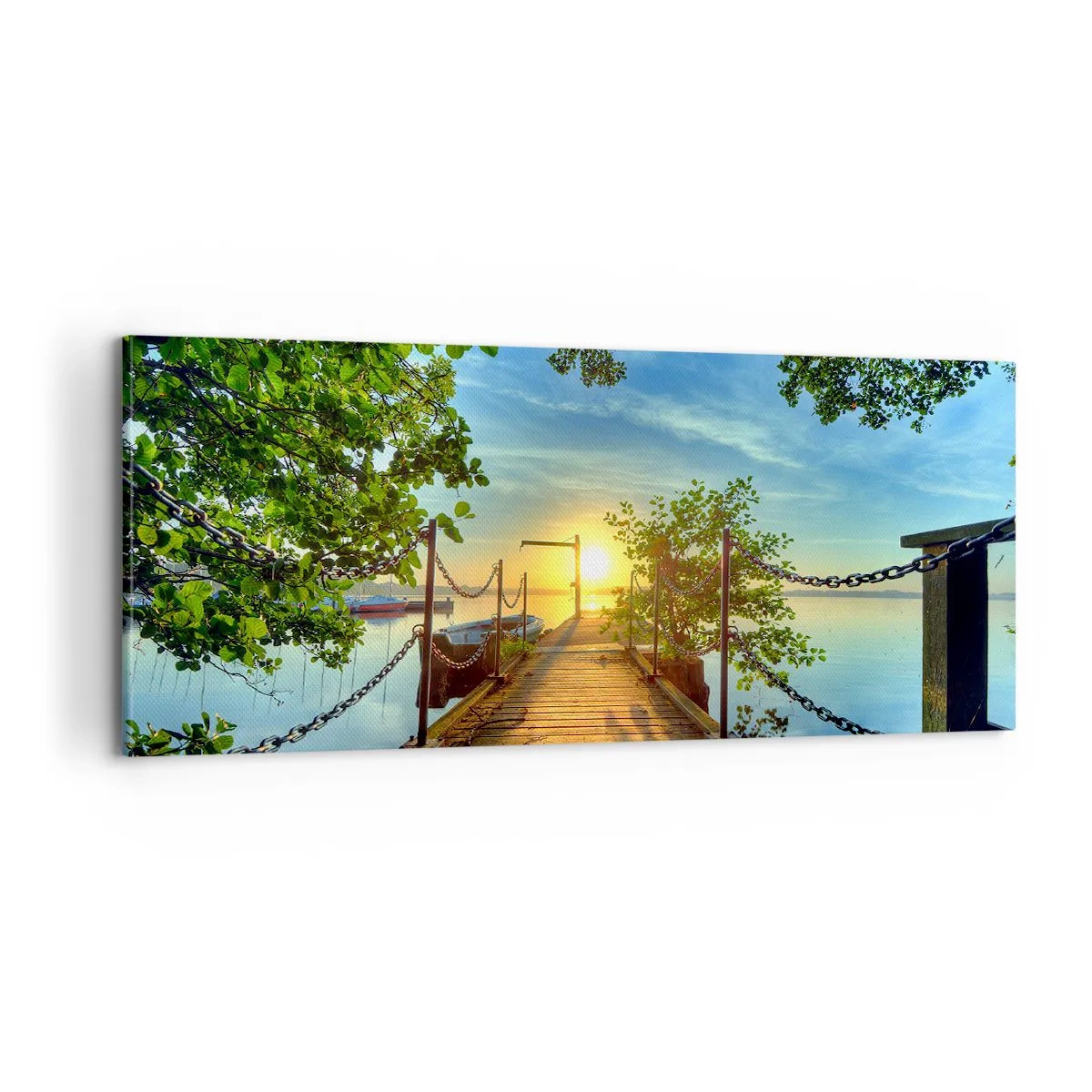 Tablou pe pânză - Apusul la malul apei - 100x40 cm