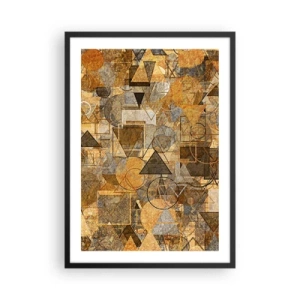 Poster în ramă neagră - Compoziție geometrică abstractă aurie - 50x70cm - Lumea băgată în formă - Decorațiune modernă pentru perete pentru living și dormitor ARTTOR